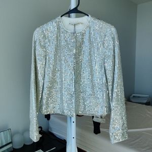 Alice & Olivia embellished silver jacket